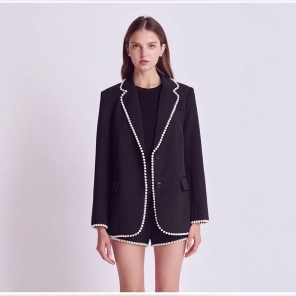 BNWT Endless Rose Pearl-Trimmed Blazer and Short Coord Two Pieces set